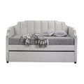 Dove Grey Tufted Back Twin Daybed With Trundle Box Spring Not Required Twin Grey Wood Gray Traditional Velvet