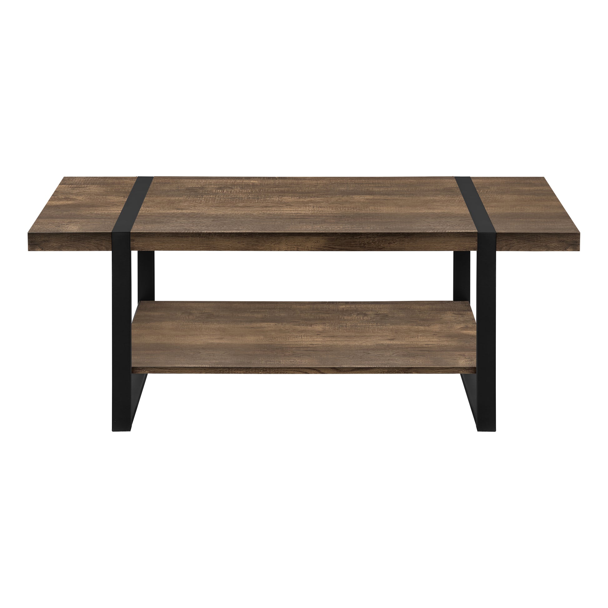 Coffee Table, Accent, Cocktail, Rectangular, Living Room, 48"L, Brown Laminate, Black Metal, Contemporary, Modern Brown Mdf