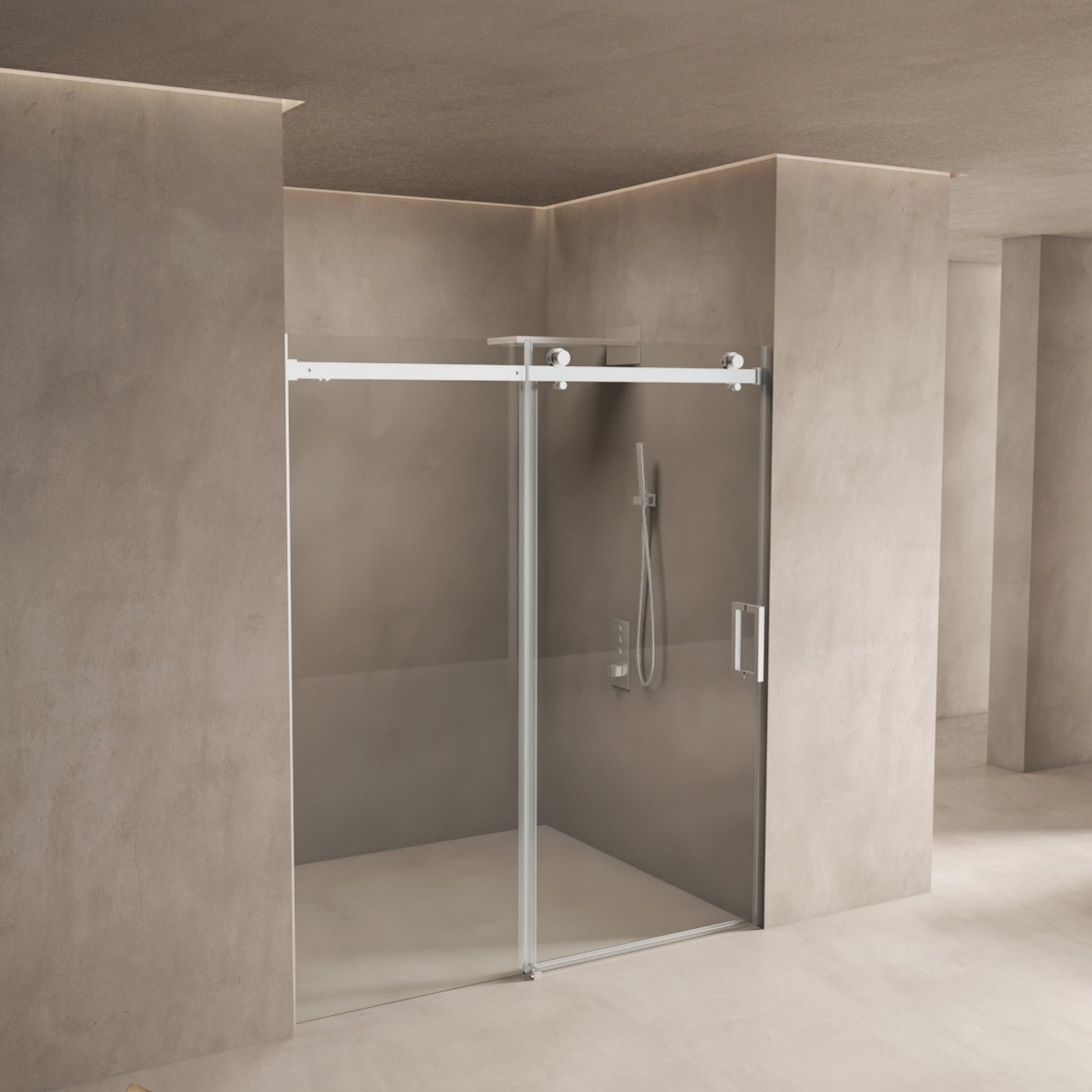 56" 60"W X 70"H Frameless , Sliding , With Premium 5 16" 8Mm Thick Tempered Glass Shower Enclosure,Double Side Easy Clean Coat,Brushed Nickel Finished With Buffer Brushed Nickel Bathroom American