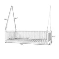 Patio Minimalist Twin Size Garden Swing Bed Wood Porch Swing With Ropes For Backyard, Safe Sloped Design, Gray Gray Weather Resistant Frame Garden & Outdoor Minimalist 2 Person Seating Group Acacia