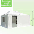 12'X16' Gazebo Cover For Hardtop Gazebos, Outdoor Universal Winter Gazebo Cover With Sidewalls And Mesh Windows, All Season Waterproof Enclosed Gazebo Cover, White White Polypropylene