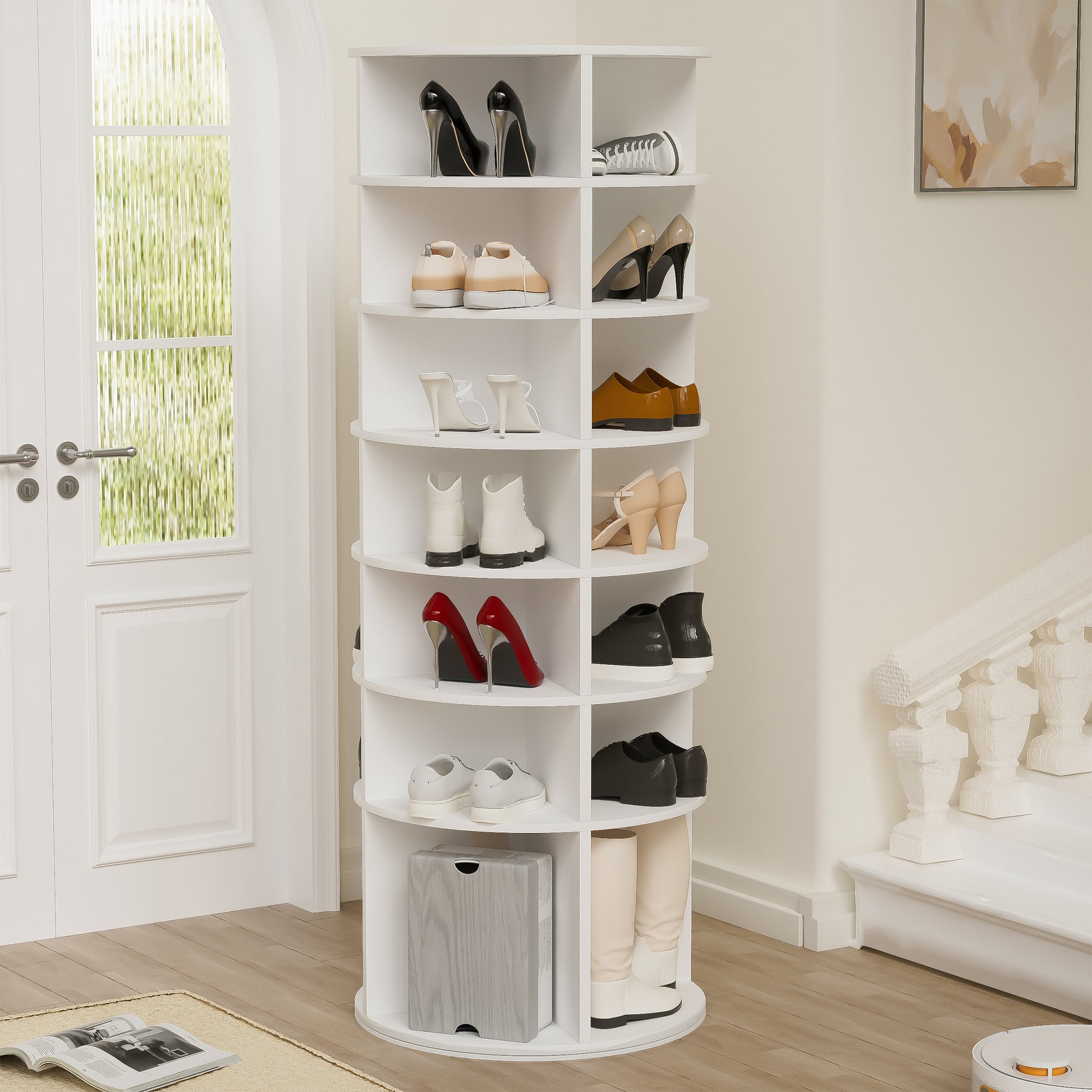 Rotating Shoe Rack Tower, Tier Spinning Shoe Rack, Free Standing 360