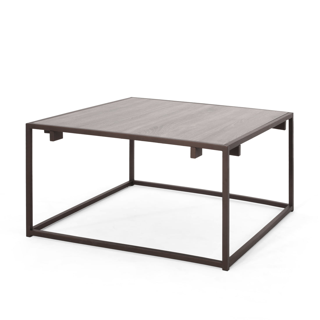 Modern Industrial Coffee Table, Gray And Bronze Grey Primary Living Space Coffee & End Tables Rectangular Mdf