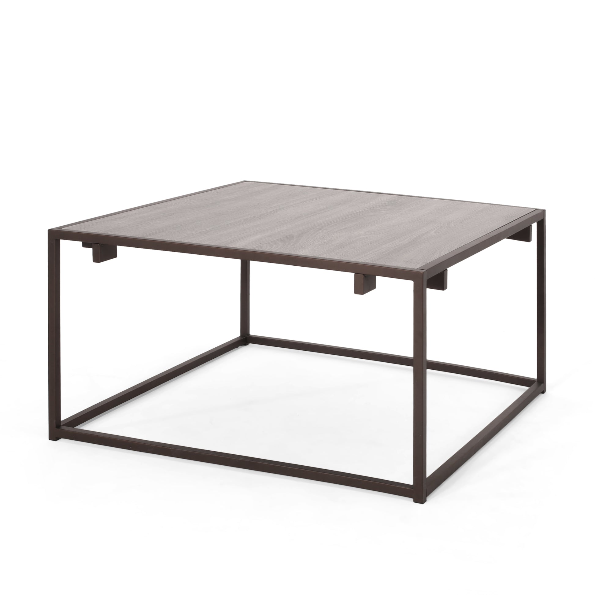 Modern Industrial Coffee Table, Gray And Bronze Grey Primary Living Space Coffee & End Tables Rectangular Mdf
