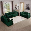 Modern Fabric Living Room Sofa 2 Piece Set, One 2 Seater Sofas, One 3 Seater Sofas Sofa With 8 Cushion Upholstery Large Deep Seat Recliner, Green Corduroy Fabric Green Corduroy 7 Seat