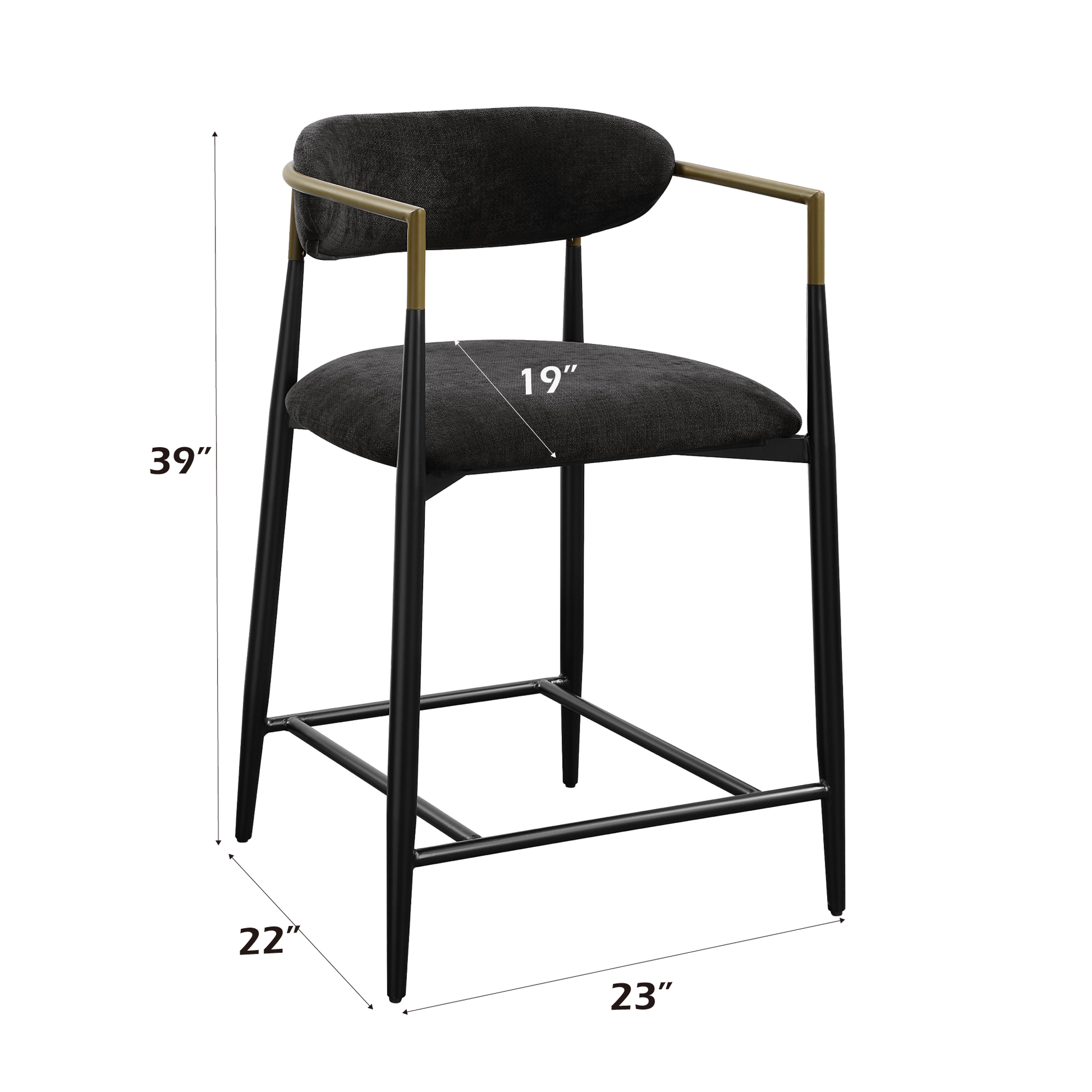 Jaramillo Counter Height Chair Assembled , Black Fabric & Black Finish Dn02716A Black Wood Metal