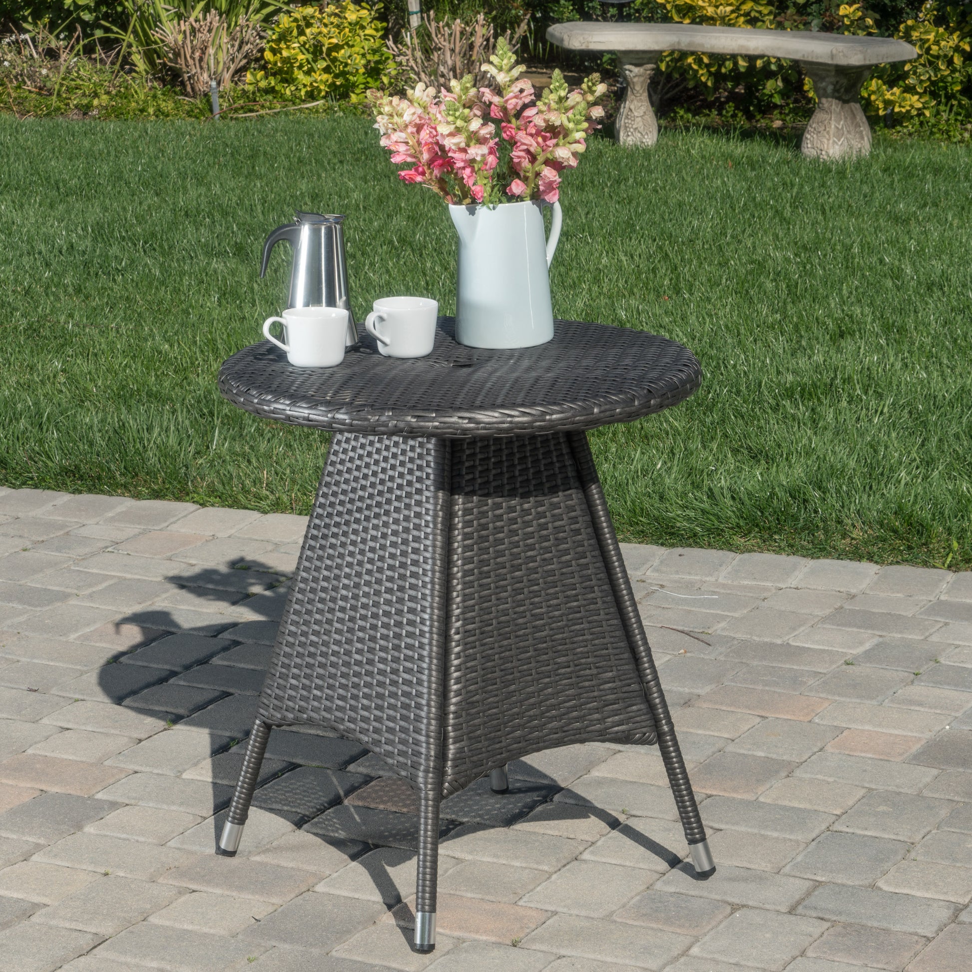 Corsica Rd Bistro Table Grey Rattan