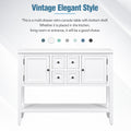 Cambridge Series Large Storage Vintage Console Table With Four Small Drawers And Bottom Shelf For Living Rooms, Entrances And Kitchens White, Old Sku: Wf190263Aaa White Solid Wood Mdf