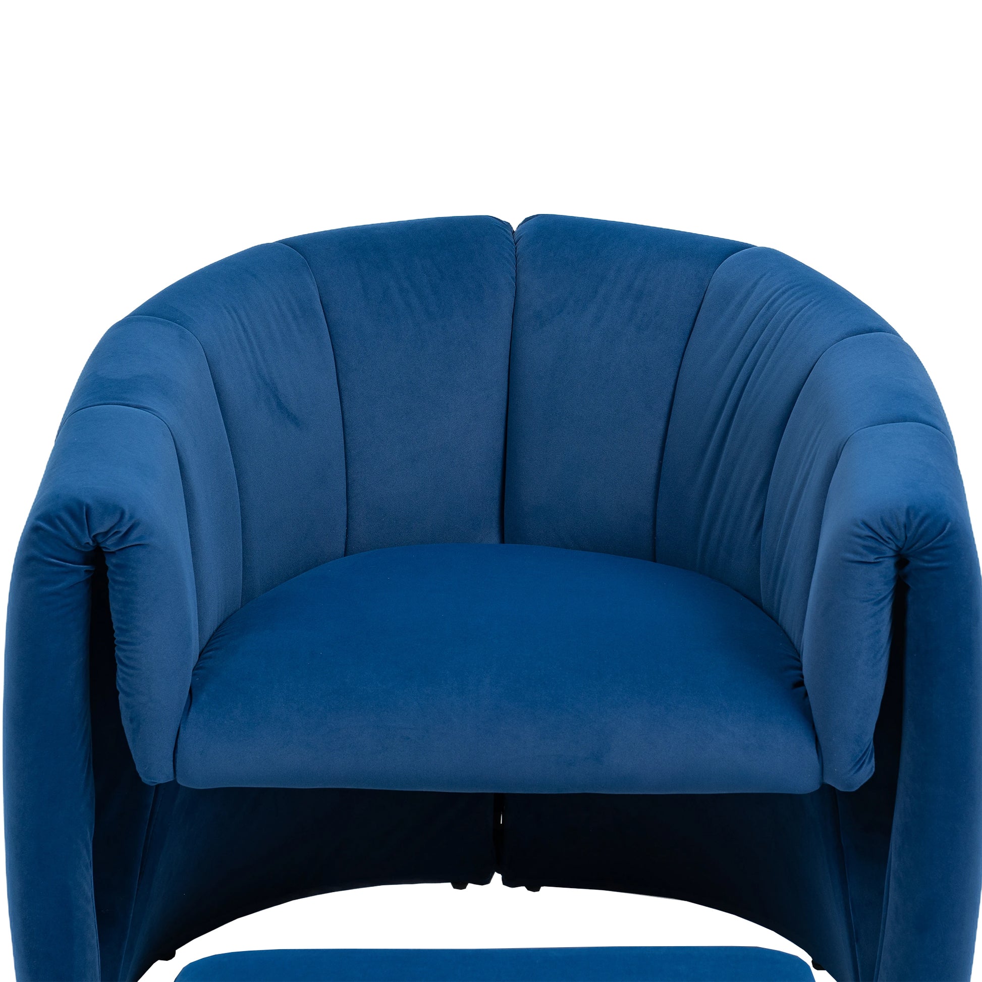 Coolmore Accent Chair With Ottoman, Mid Century Modern Barrel Chair Upholstered Club Tub Round Arms Chair For Living Room Bedroom Office Navy Velvet Navy Foam Velvet