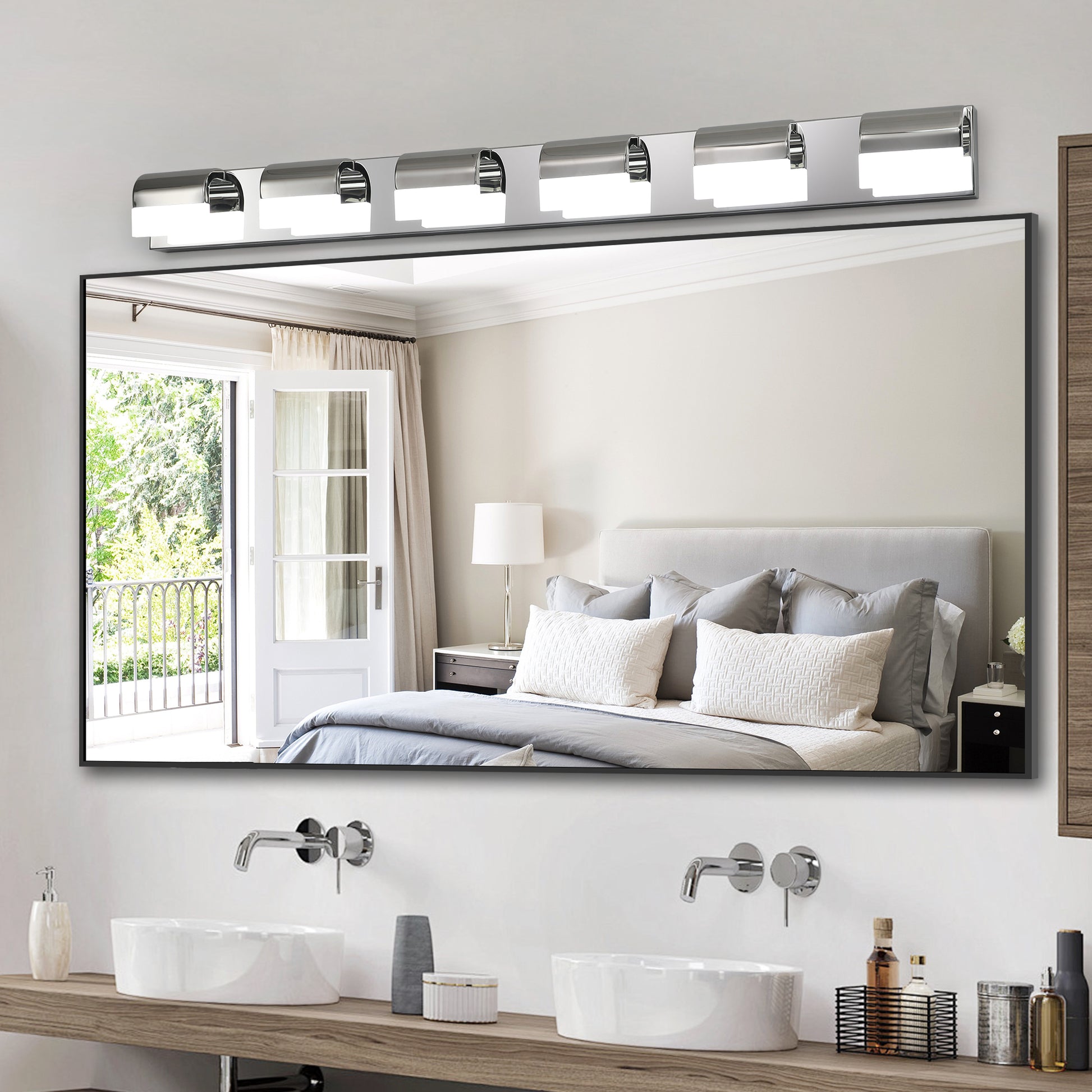 Modern Bathroom Vanity Lighting 6 Light Led Vanity Lights Over Mirror Bath Wall Lighting Chrome Acrylic,Stainless Steel