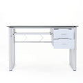 Glass Computer Desk White Black Mdf