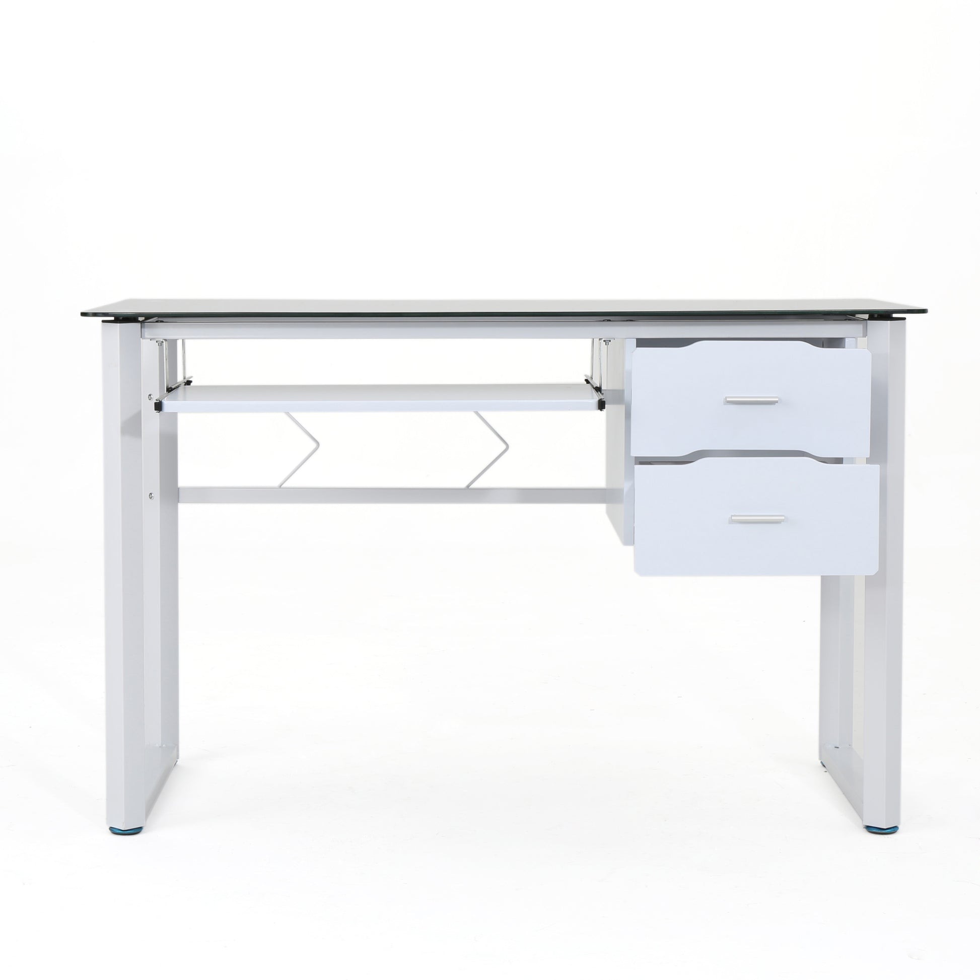 Glass Computer Desk White Black Mdf