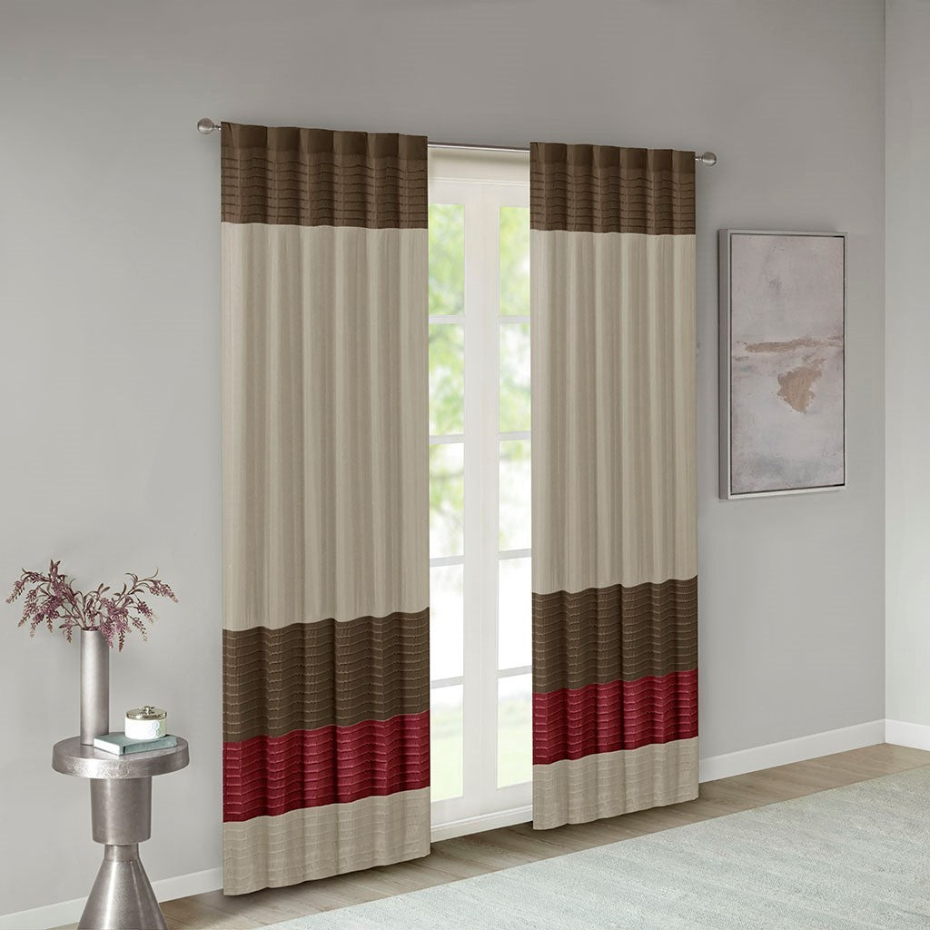 Polyoni Pintuck Curtain Panel Only 1 Pc Panel Beige Multi Polyester