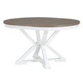 5 Piece Retro Functional Dining Table Set Extendable Round Table And 4 Upholstered Chairs For Dining Room And Living Room Brown Antique White Brown Antique White Solid Wood