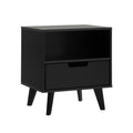 Modern 1 Drawer Nightstand With Open Cubby Black Black Mdf Mdf