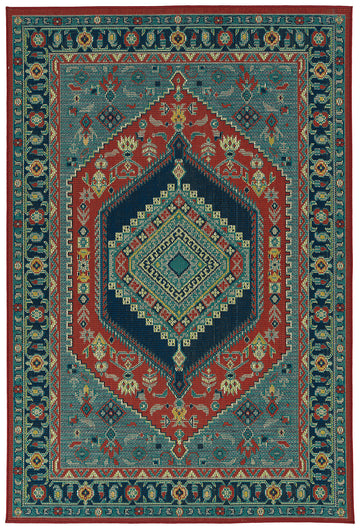 Traditional, Transitional, Oriental, Medallion, Border, Cut Pile 5' X 7'6" Rectangle Area Rug Red Polypropylene