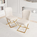 Dining Chair Set Of 2, Beige Velvet Backrest And Golden Metal Legs.For Modern Kitchen Dining Room Chair For Kitchen Living Modern Decorative Leisure Chairs.Office Chairs Y 2009 Beige Dining Room Modern Foam Velvet