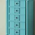 Light Blue 4 Drawer Jewelry Armoire With Mirror Light Blue Bedroom Poplar Wood Glass