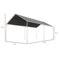 Outsunny 10'X20' Carport Heavy Duty Galvanized Car Canopy With Included Anchor Kit, 3 Reinforced Steel Cables, Grey Grey Steel