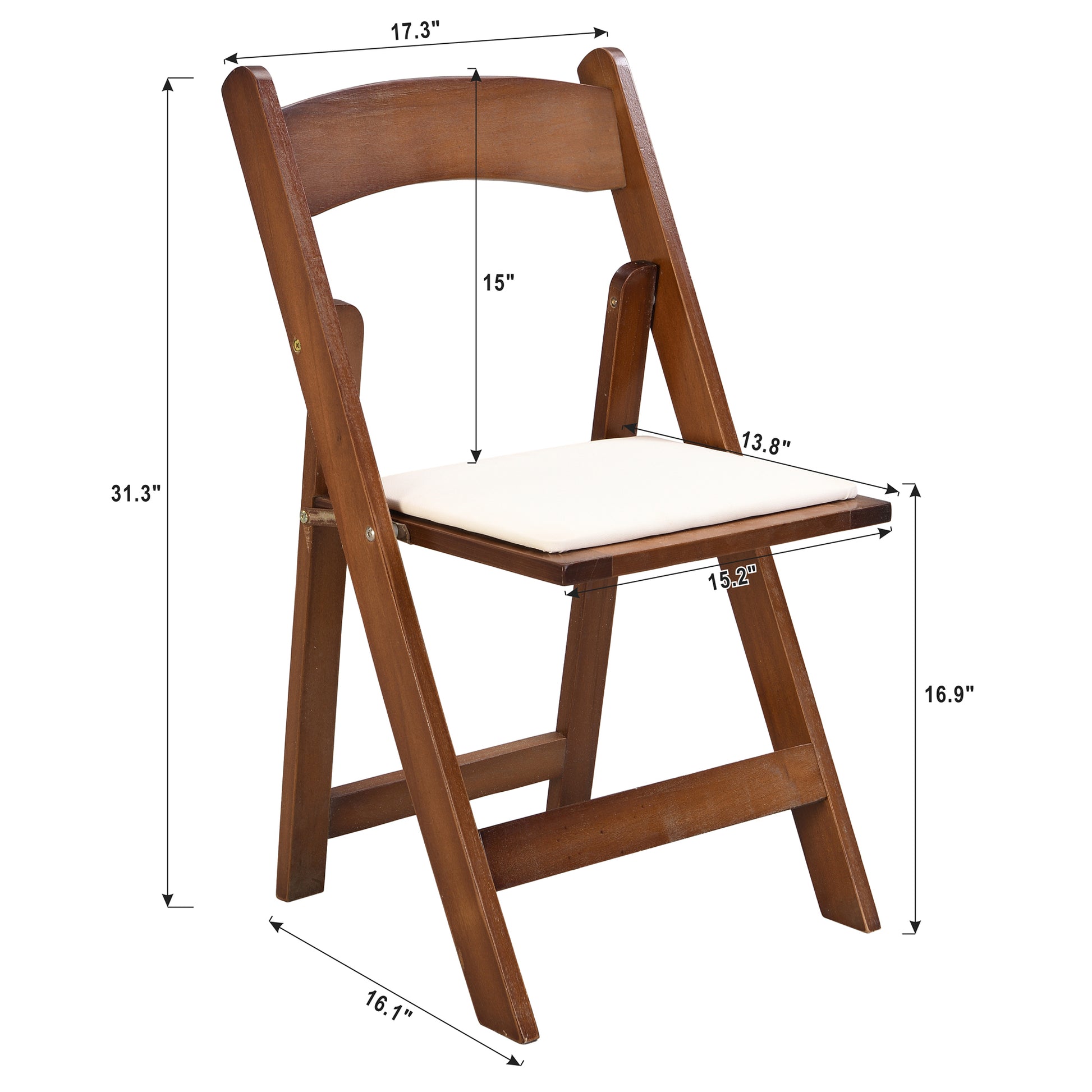 Upholstered Folding Chair, Space Saving, Easy To Carry, 4Pcs, Walnut Shelf Beige Cushion,Dining Room Natural Walnut Solid Wood