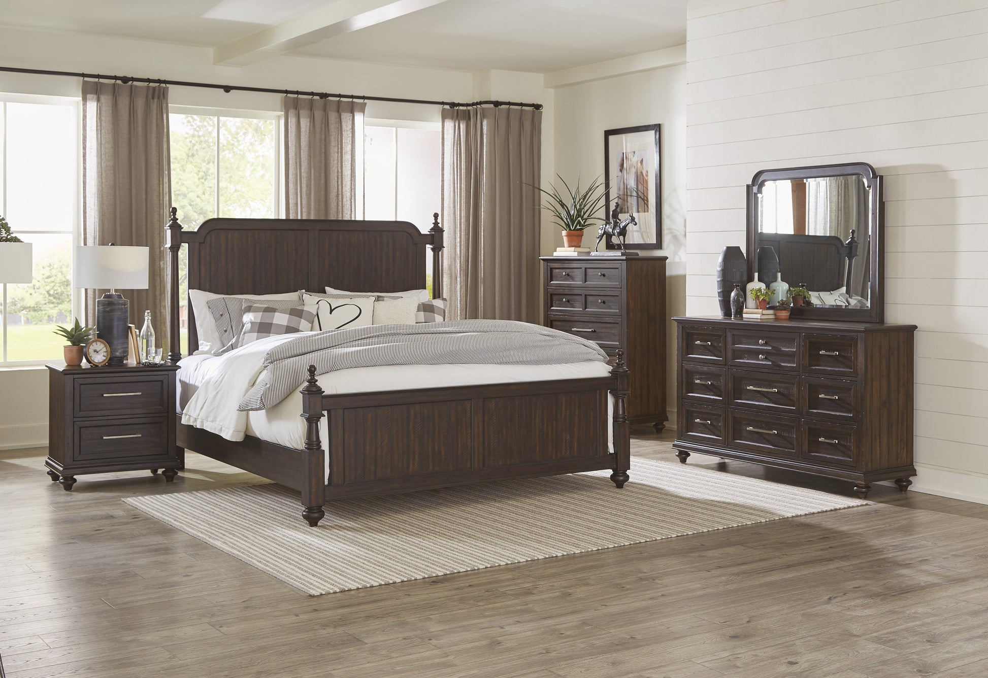 Solid Transitional Style Bedroom 1Pc Chest Of Drawers Driftwood Charcoal Finish Wooden Furniture Traditional Framing Brown Mix Bedroom Transitional Wood