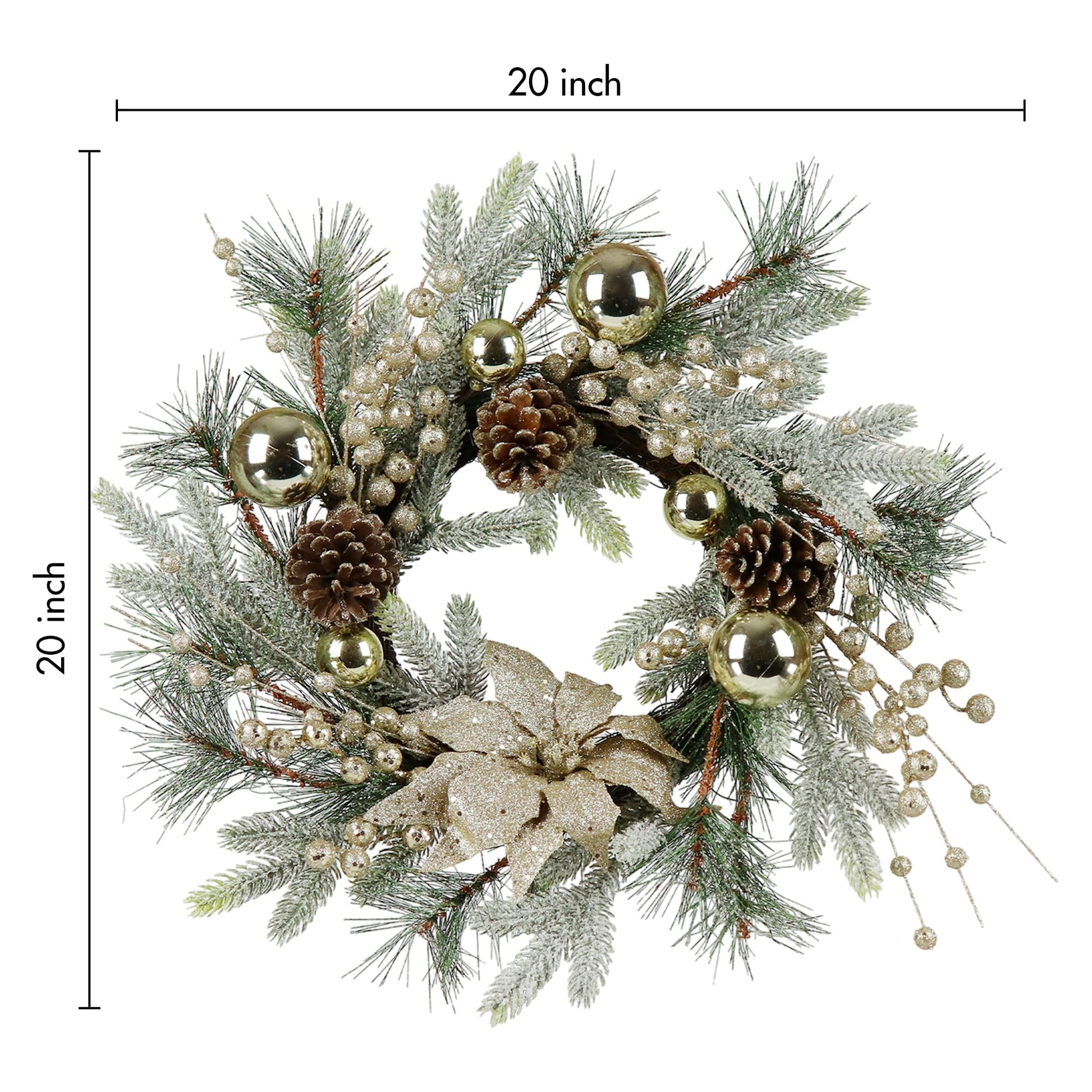 Christmas Wreath 20 Inch Christmas Door Decorations Wreath With Warm Lights Multicolor American Design Pine