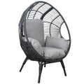 Patio Pe Wicker Egg Chair Model 2 With Black Color Rattan Grey Cushion And Side Table Yes Black Foam Steel