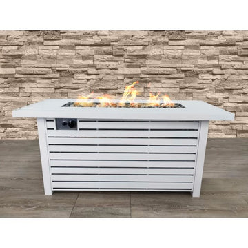 24" H Propane Natural Gas Outdoor Steel Fire Pit Table With Lid White Garden & Outdoor Modern Stone Steel