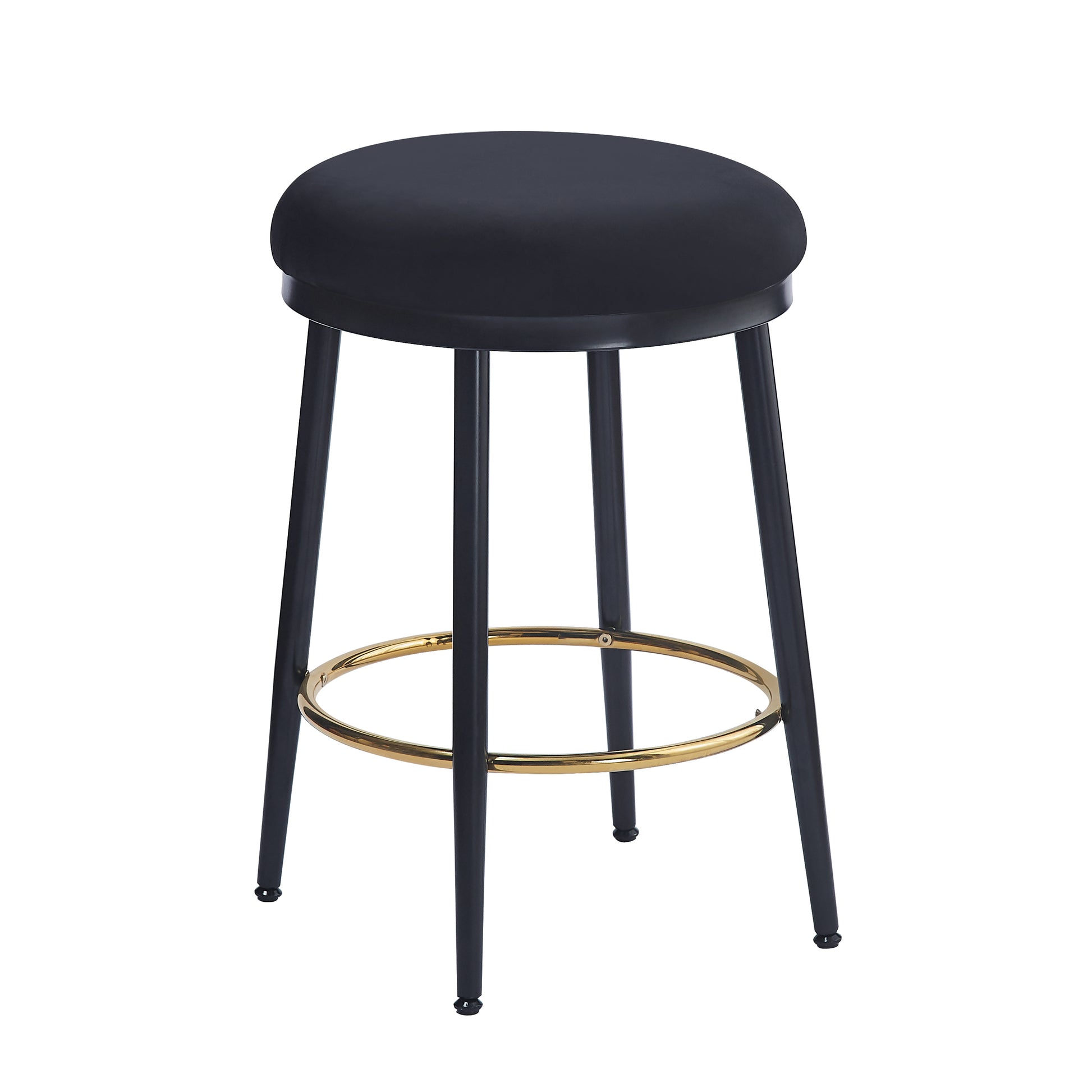 24.75'' Modern Counter Stools Set Of 4,Black Counter Stools With Iron Frame,Sponge Cushion,Footrest,Suitable For Kitchen Bedroom Dining Room. Iron Black Kitchen Sponge Round Modern Set Of 4 Or More