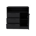 Dresser With Spacious 3 Drawer And Single Door Storage Cabinet, Black Black Solid Wood Mdf Engineered Wood