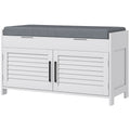 Homcom Shoe Bench, Entryway Bench With Shoe Storage, Cushion, Hidden Compartments, Adjustable Shelves And Shutter Doors, 35.4