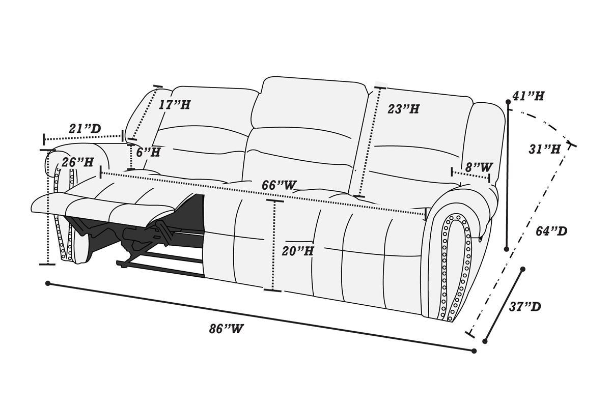 Plush Relax 1Pc Manual Motion Sofa Only Black Color Bonded Leather 3 Seat Couch Armrest Cushion Seating Living Room Furniture Black Faux Leather Metal Primary Living Space Cushion Back Contemporary,Modern Pillow Top Arms Metal 3 Seat