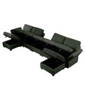 Modular Sectional Sofa U Shaped Sectional Couch With Ottoman, 7 Seat Modular Sofa With Chaise For Living Room, Adjustable Arms And Backs Green Green Polyester 4 Seat