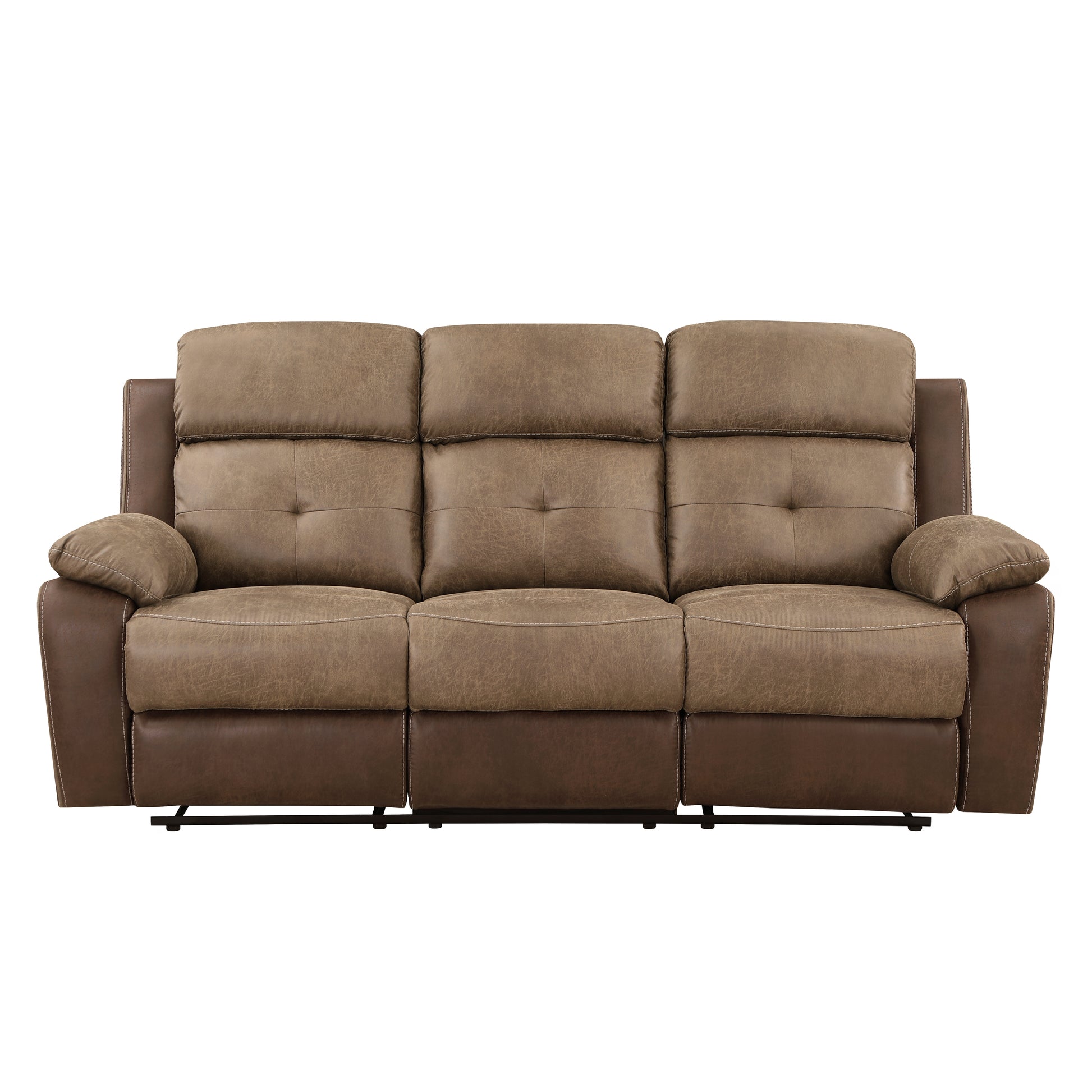 Plush Comfort Sofa Set 2Pc Brown Microfiber Upholstered Tufted Details Reclining Sofa Loveseat Plush Arms Modern Living Room Furniture Brown Microfiber Wood Primary Living Space Contemporary,Modern Pillow Top Arms Plywood,Solid Wood 5 Seat