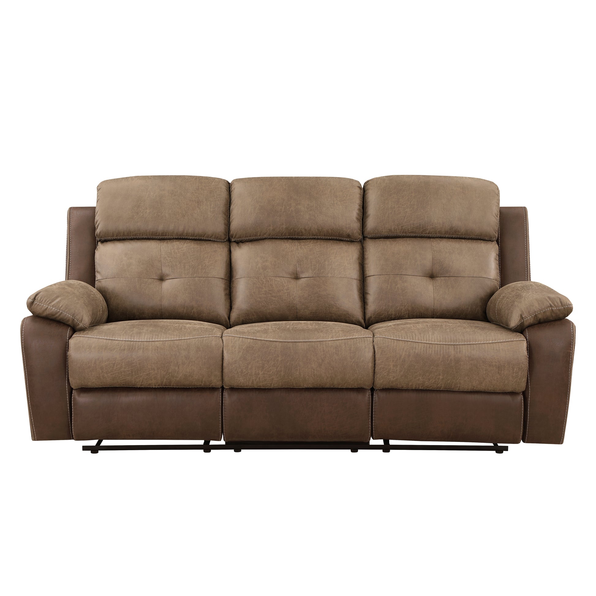 Plush Comfort Sofa Set 3Pc Brown Microfiber Upholstered Tufted Details Reclining Sofa Loveseat Reclining Chair Plush Arms Modern Living Room Furniture Brown Microfiber Wood Primary Living Space Contemporary,Modern Pillow Top Arms Plywood,Solid Wood 6