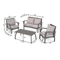 Honolulu 4Pc Pe Wicker Set Kd Grey Pe Rattan Iron