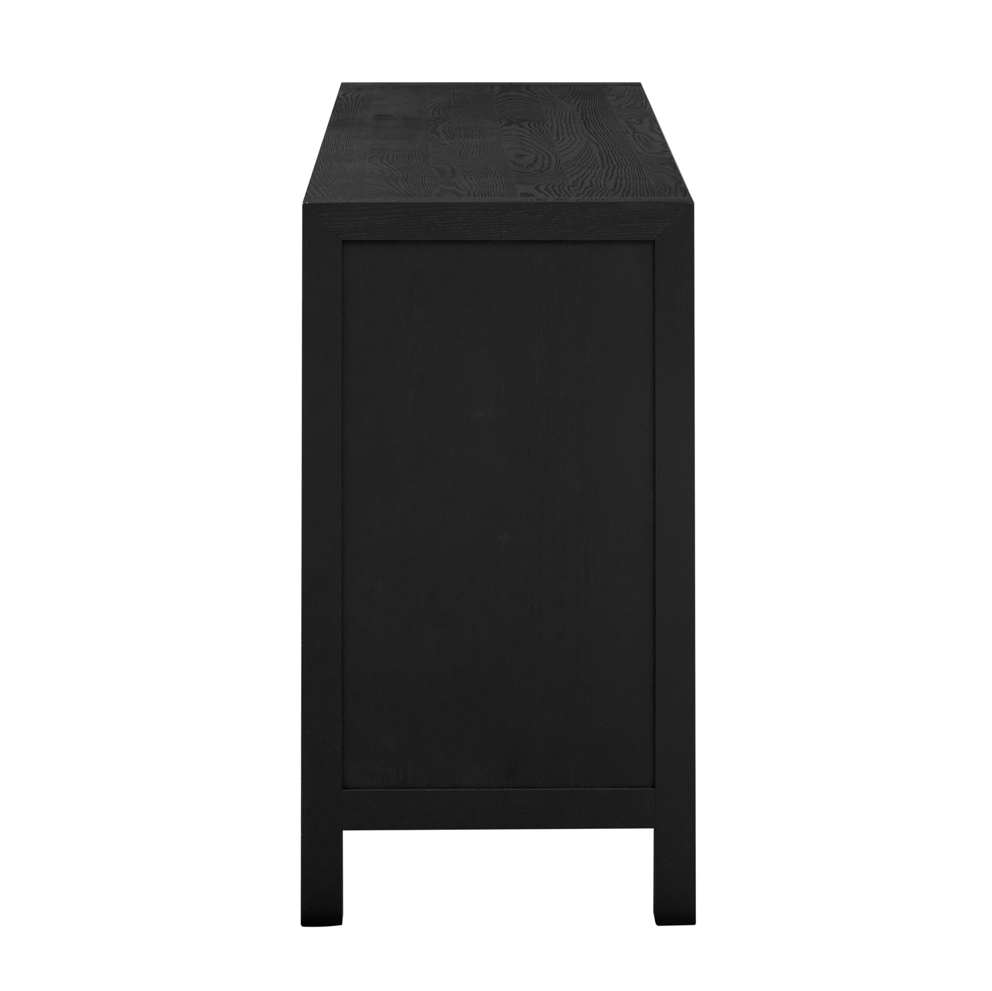 Unique Features Of Ash Veneer Cabinet With Radiating Line Pattern Cabinet Doors, Suitable For Living Rooms, Corridors, And Study Rooms. Black Mdf