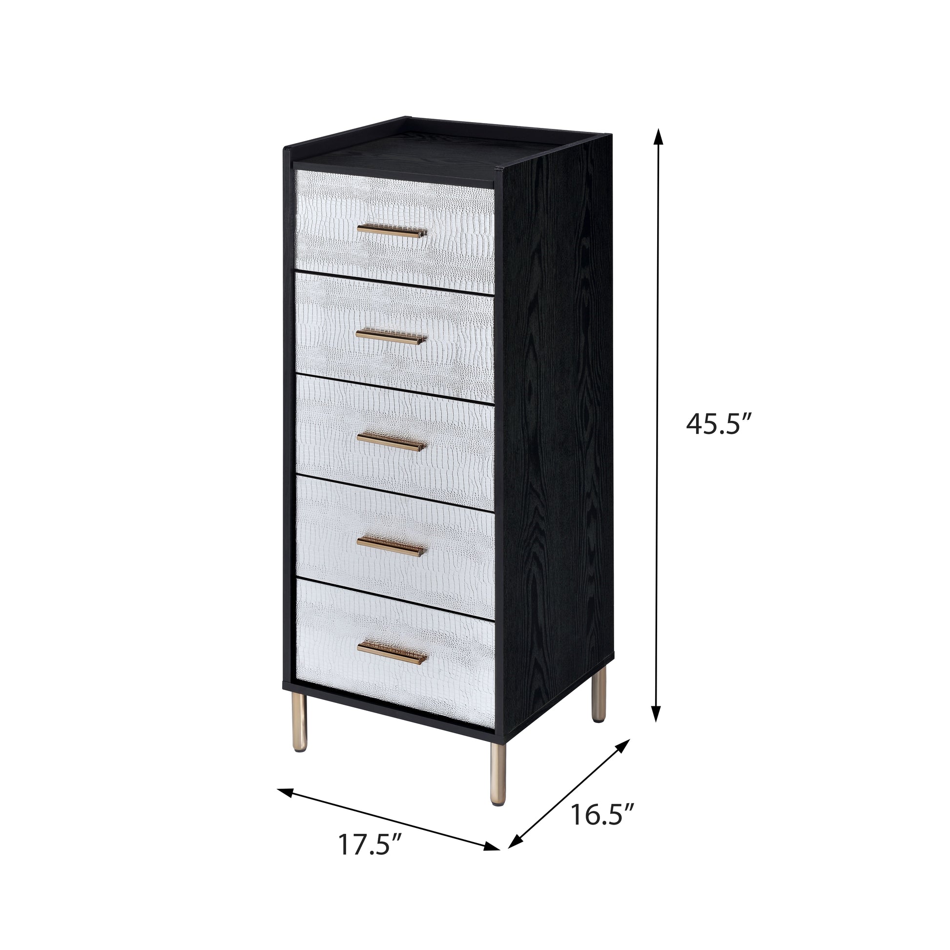 Black And Silver 4 Drawer Jewelry Armoire With Lift Top Black Silver Bedroom Modern Wood Metal