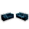 2 Piece Living Room Set2 Pieces Upholstered Loveseat And Couch For Home Office Lounge, Sofa Set Of 2, 2 Piece 2 2 Seat Couch Set For Living Room ,Blue Chenille Blue Chenille 4 Seat
