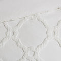 3 Piece Tufted Cotton Chenille Geometric Comforter Set Off White King Cal King King Off White Cotton