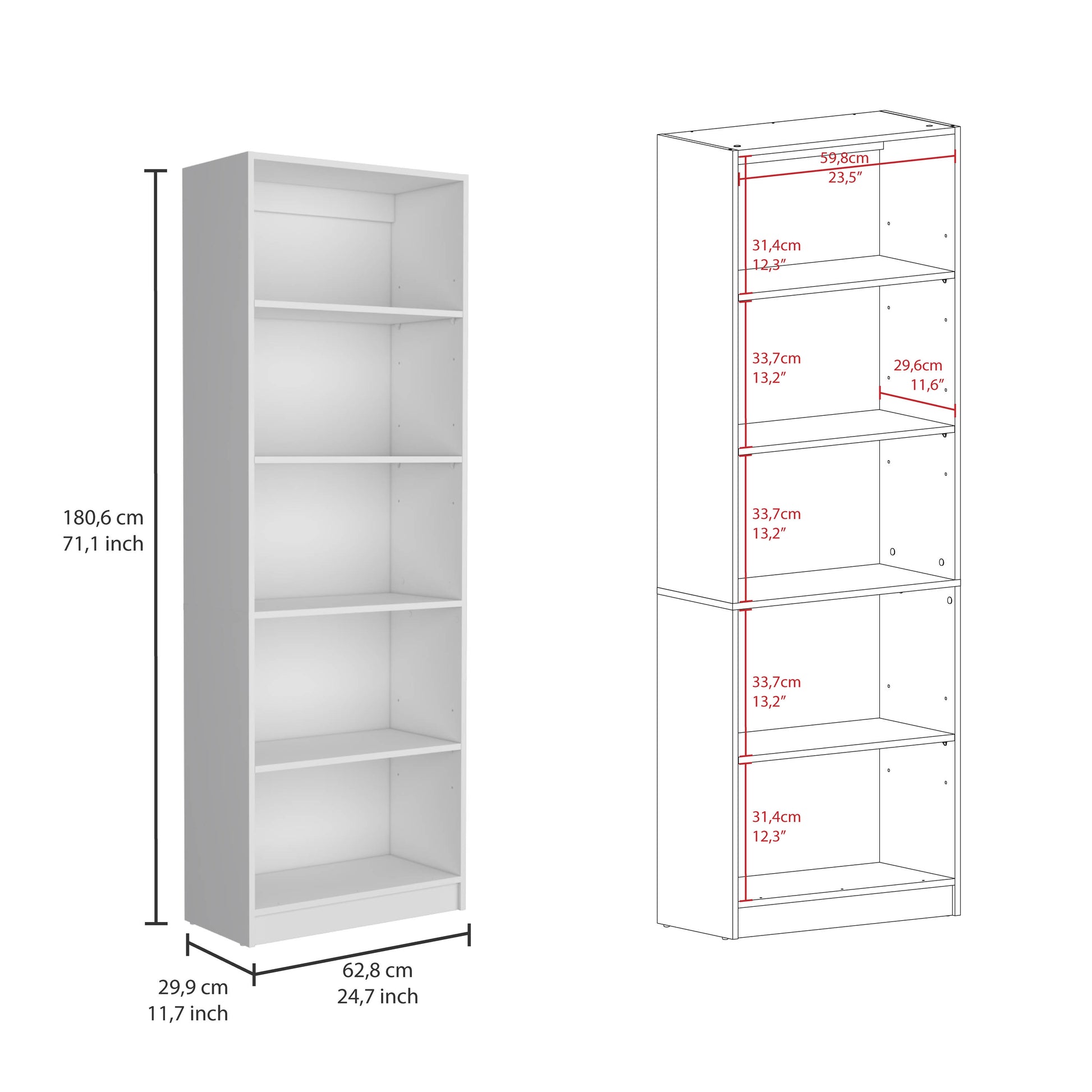 Luetz 3 Piece Home Bookcase Set, 67" Wide With 15 Shelvesliving Room Set Set White Freestanding 5 Or More Shelves White Modern Particle Board