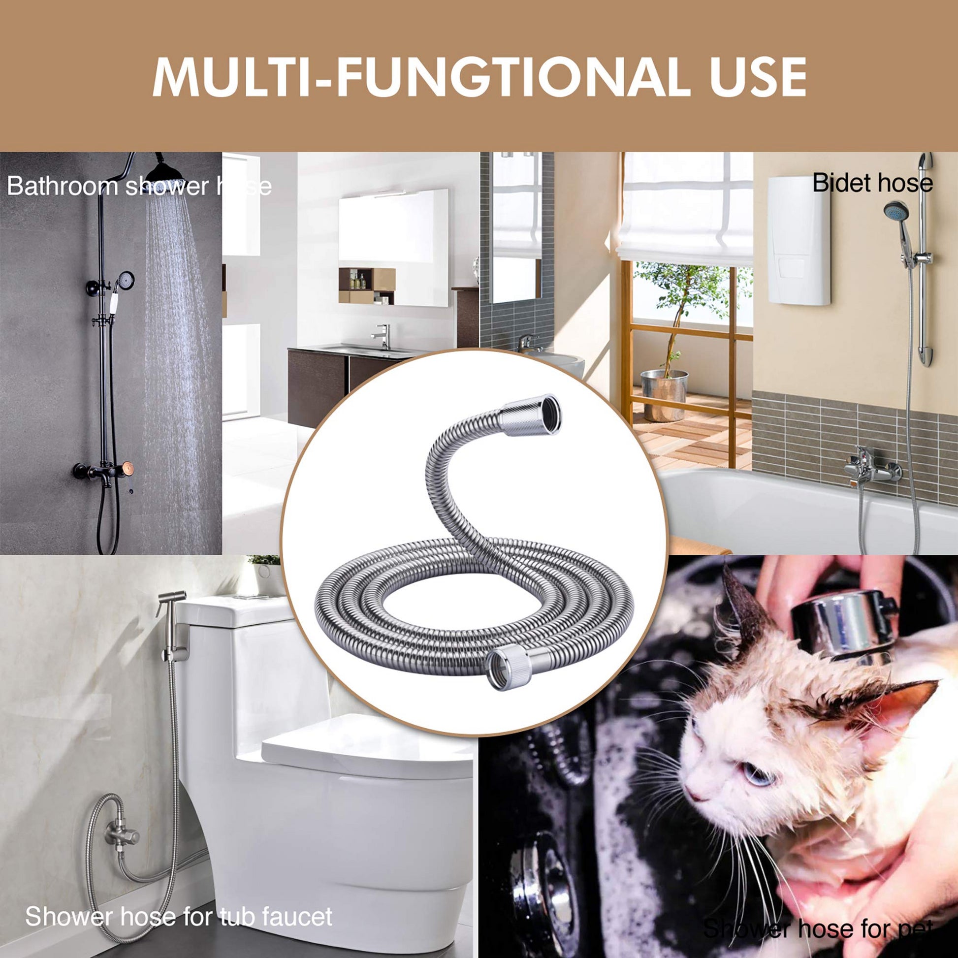 71 Inches Shower Hose Extra Long Handheld Shower Head Hose Extension Replacement Brushed Nickel Stainless Steel