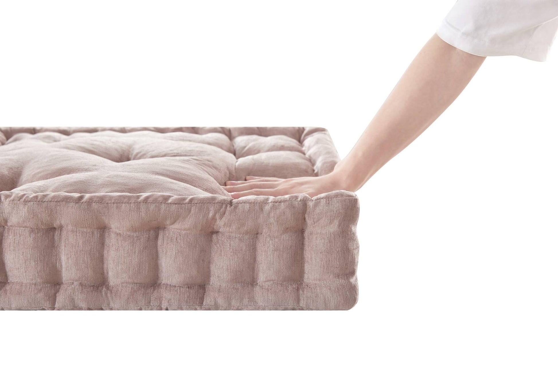 Poly Chenille Square Floor Pillow Cushion 24X24" Blush Polyester