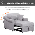 Chenille Convertible Sleeper Chair With Adjustable Backrest, 3 In 1 Lounger Chair Turns Into Bed, Single Bed For Living Room, Gray Gray Chenille