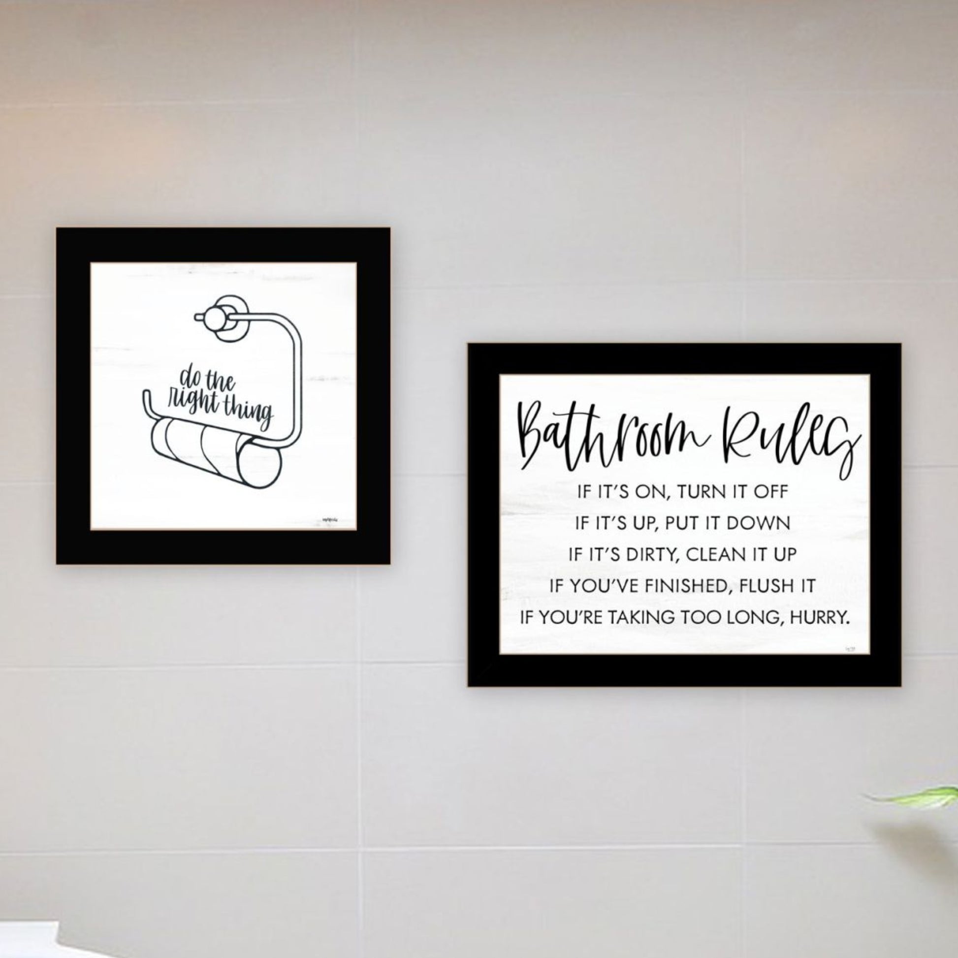 "Bathroom Rules" Framed Wall Art For Bathroom, Wall Art Print For Home Decor, Bathroom Wall Art By Imperfect Dust Multicolor Wood Paper