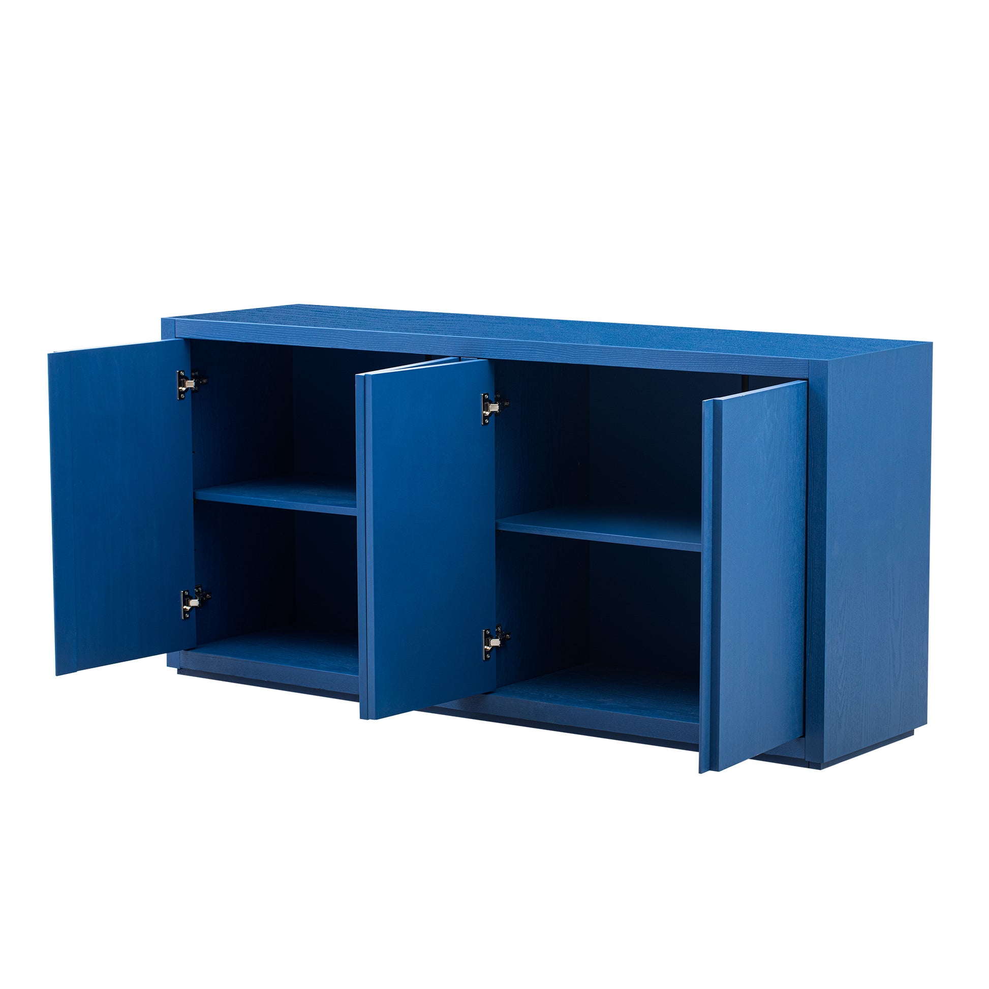 Distinctive Features Of A Four Door Cabinet Sideboard With Ash Veneer Suitable For Hallway, Entryway, Living Room Navy Blue Mdf