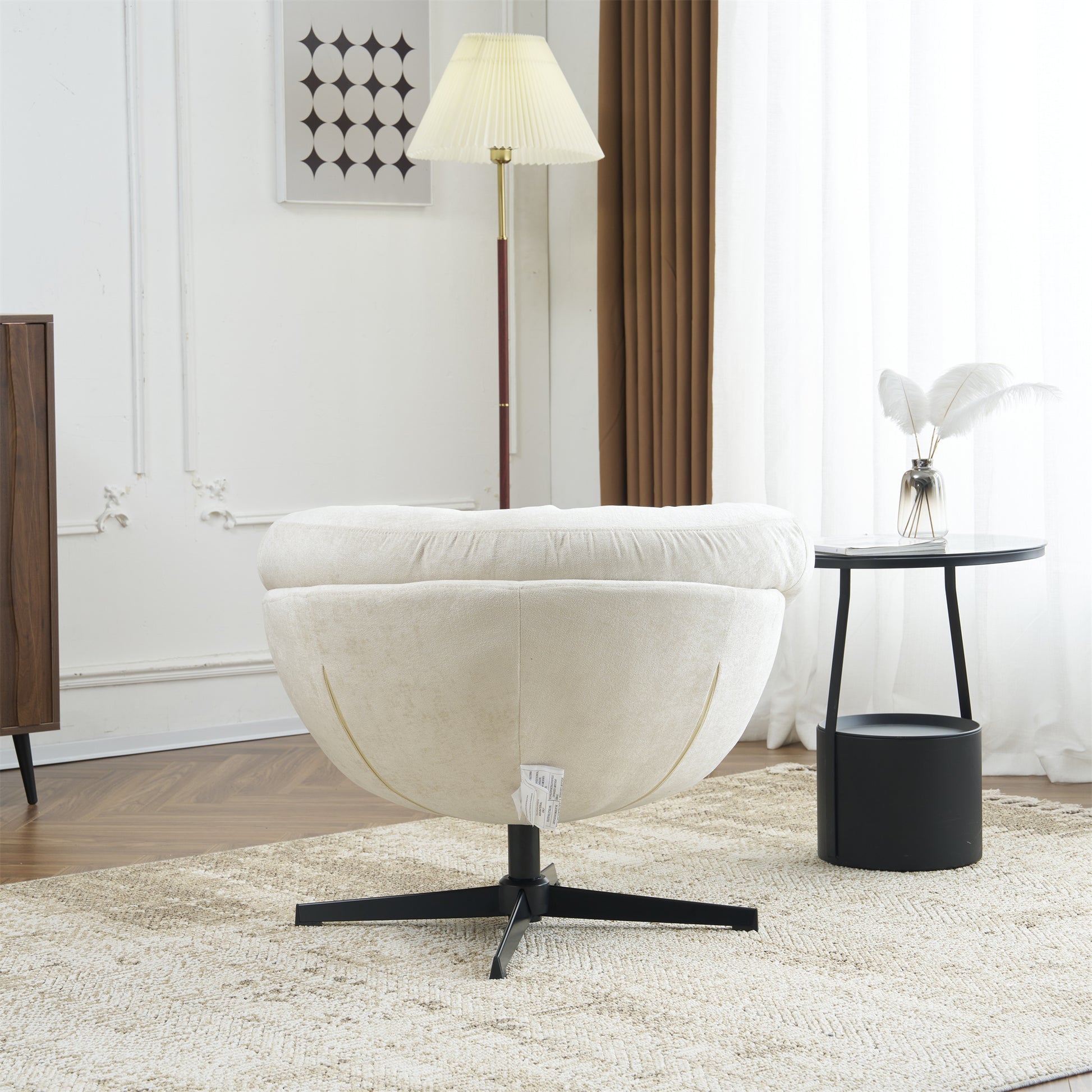 Comfy Chenille Upholstered 360 Swivel Club Chair Accent Chair With Rem