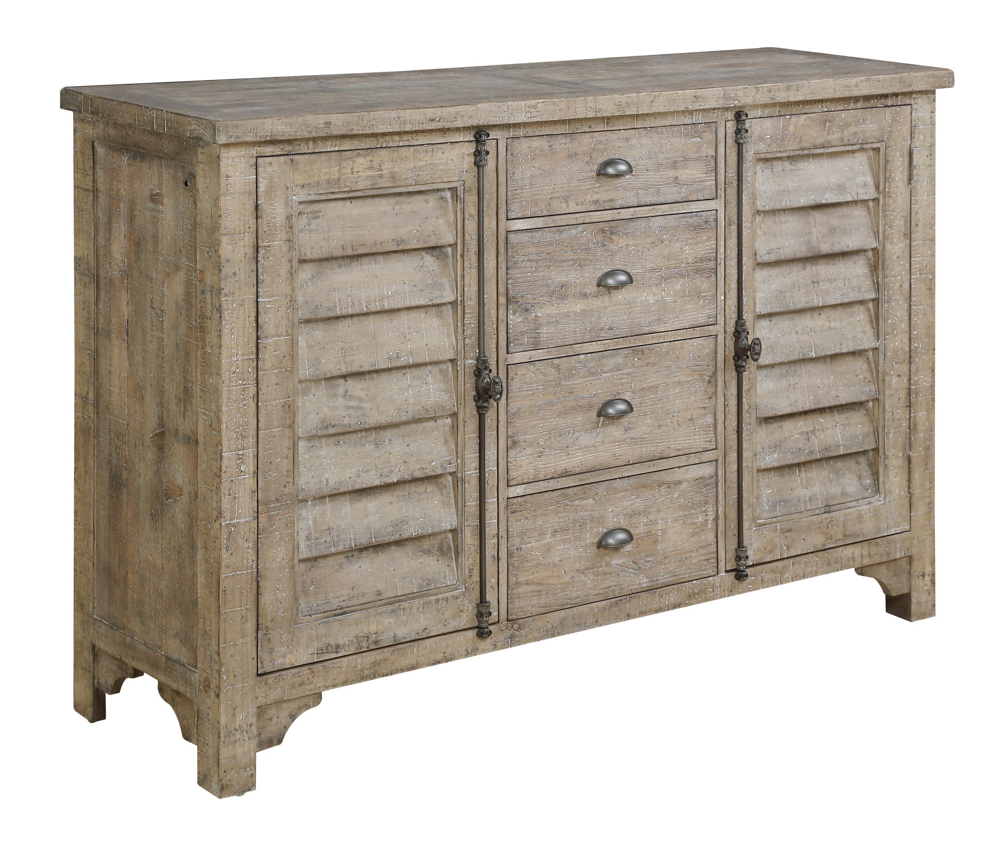 Ludin Taupe Louvred Door Buffet Taupe Engineered Wood