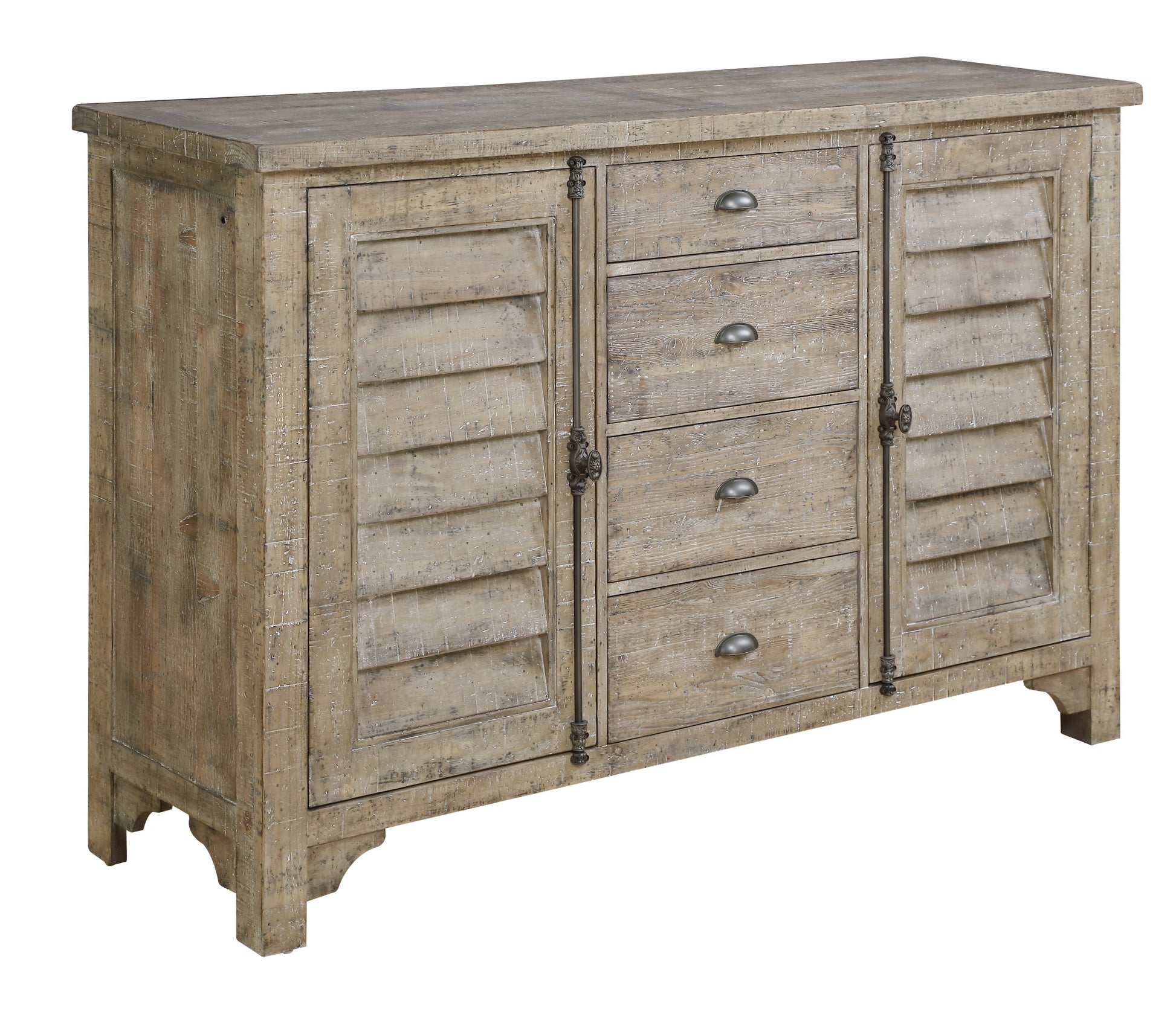 Ludin Taupe Louvred Door Buffet Taupe Engineered Wood