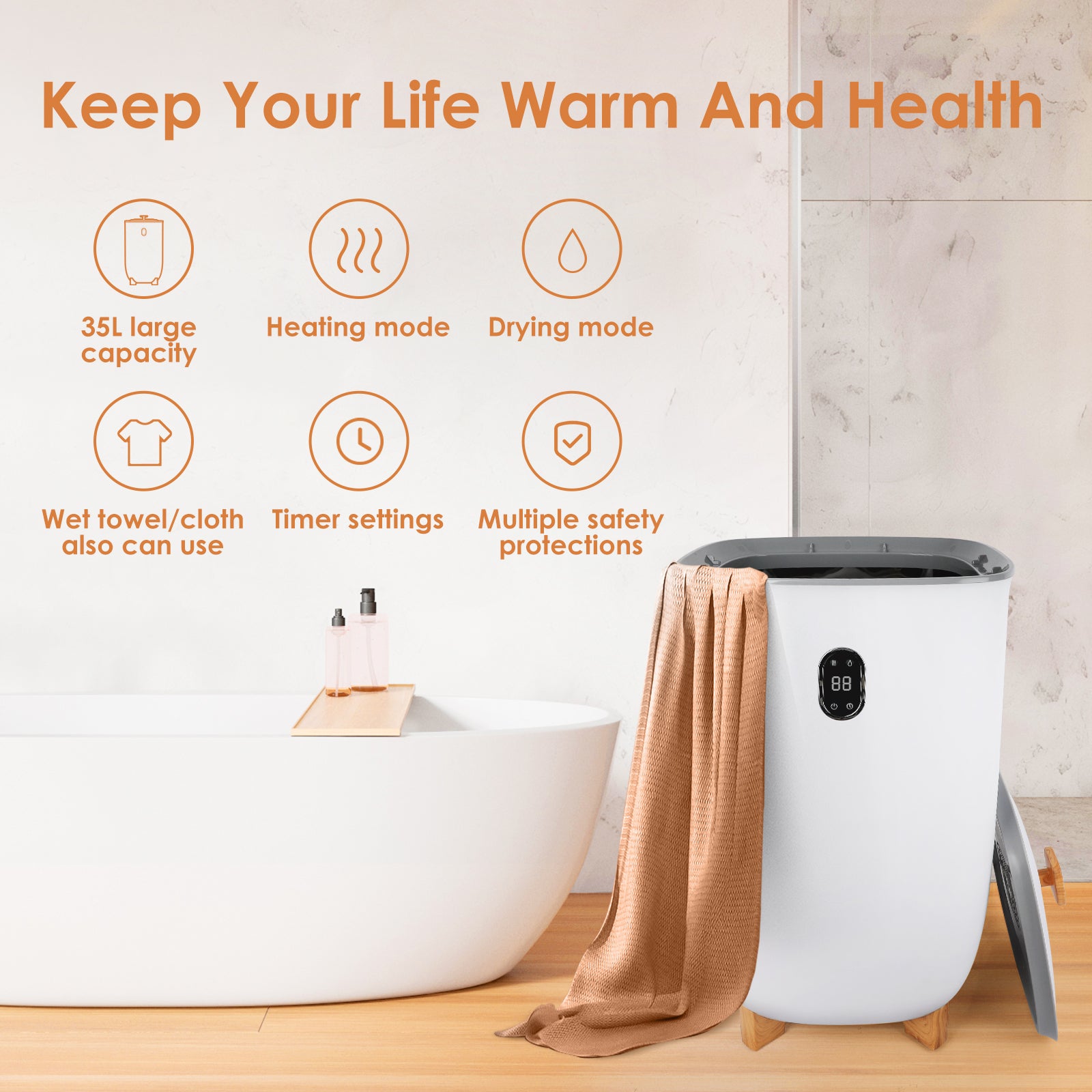 Extra Large Towel Warmers, Luxury Bucket Towel Warmers, Large Towel Warmers For The Bathroom White Plastic